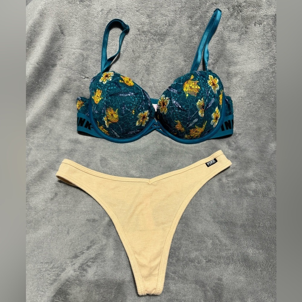 PINK Victorias Secret Floral Bra and Pantie Set